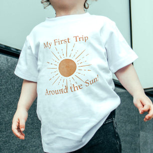 Terracotta Script 1st Trip Around the Sun Birthday Baby T-Shirt