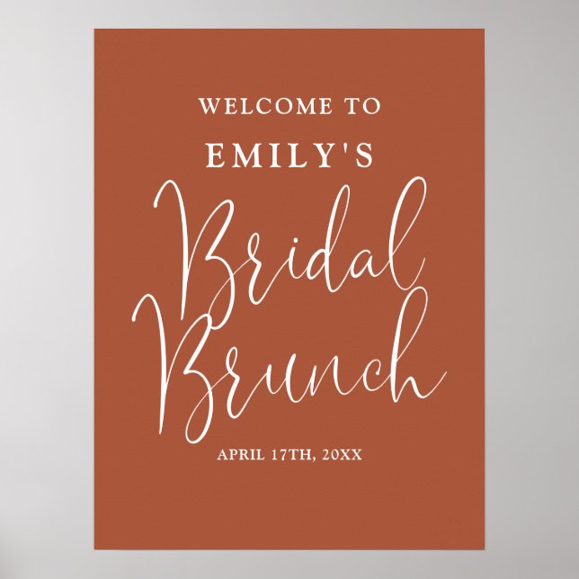 Terracotta Script Bridal Brunch Welcome Sign (Front)