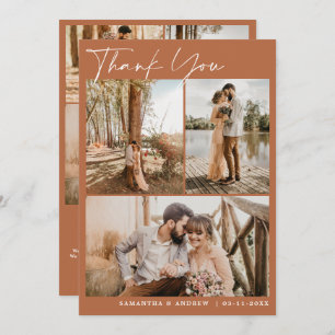 Terracotta script chic 6 photos wedding thank you