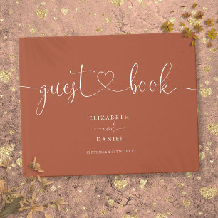 Terracotta Script Script Wedding Guest Book
