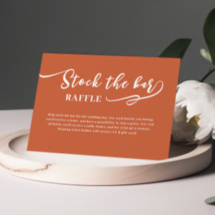 Terracotta Script Stock the bar Bridal Shower  Enclosure Card