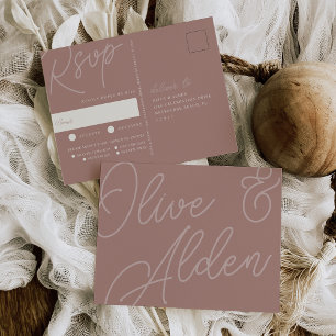 Terracotta Script Watermark Meal Choice RSVP Postcard