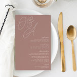 Terracotta | Script Watermark Monogram Wedding<br><div class="desc">A beautiful typography based wedding menu card featuring your initials in oversized script lettering at the top, in tone on tone shades for a watermark effect. Personalise with your menu items beneath, aligned at the right. Our Terracotta colorway is an elegant mix of earthy neutrals, featuring warm white rosy taupe...</div>