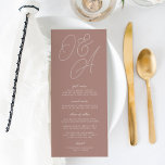 Terracotta | Script Watermark Monogram Wedding Menu<br><div class="desc">A beautiful typography based wedding menu card featuring your initials in oversized script lettering at the top, in tone on tone shades for a watermark effect. Personalise with your menu items beneath. Our Terracotta colorway is an elegant mix of earthy neutrals, featuring warm white rosy taupe lettering on a terracotta...</div>