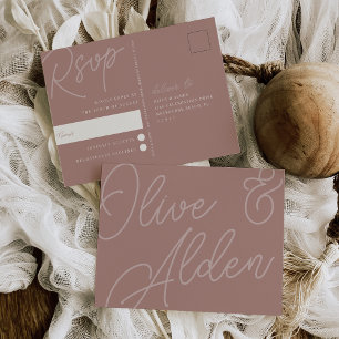 Terracotta Script Watermark RSVP Postcard