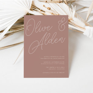 Terracotta   Script Watermark Wedding Invitation