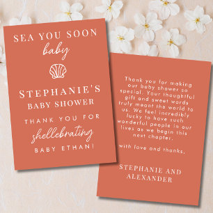 Terracotta Sea You Soon Baby Shower Thank You Card