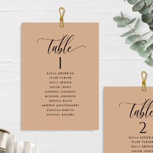 Terracotta Seating Plan Cards with Guest Names
