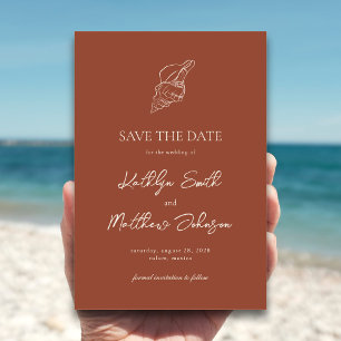 Terracotta Shell Beach Ocean Destination Wedding Save The Date