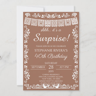 Terracotta Shhh It's a Surprise 40th Birthday Invitation
