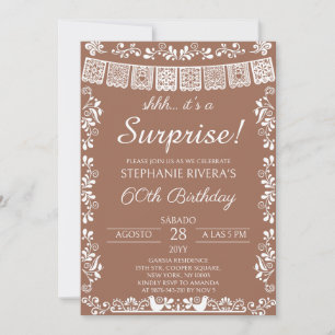 Terracotta Shhh It's a Surprise 60th Birthday Invitation