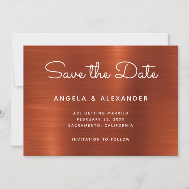 Terracotta Shimmer Ombre Wedding Save The Date (Front)