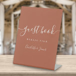 Terracotta Signature Script Guest Book Pedestal Si Pedestal Sign<br><div class="desc">This elegant terracotta minimalist guest book sign is perfect for all celebrations. Designed by Thisisnotme©</div>