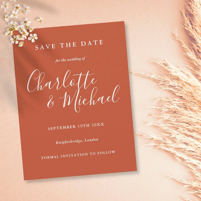  Terracotta Signature Wedding Save the Date Card (Creator Uploaded)