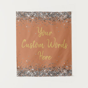 Terracotta Silver Birthday Party Photo Booth Prop Tapestry