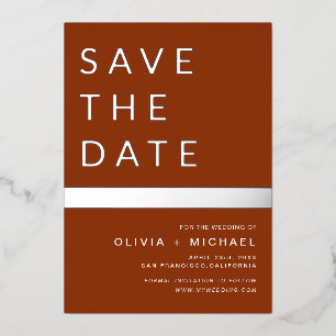 Terracotta Silver Boho Save the Date Elegant