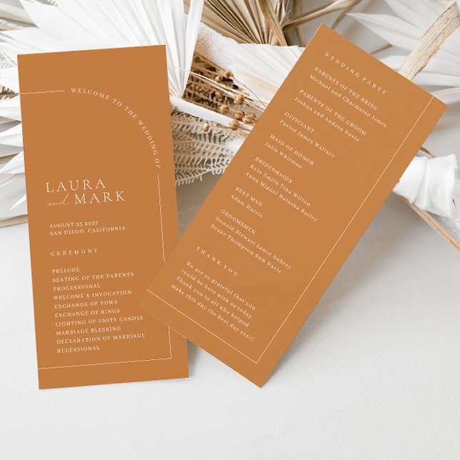 Terracotta Simple Arch Minimalist Wedding Program (Creator Uploaded)