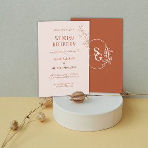 Terracotta Simple Boho Floral Wedding Reception Invitation
