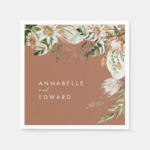 Terracotta simple botanical modern elegant foliage napkin