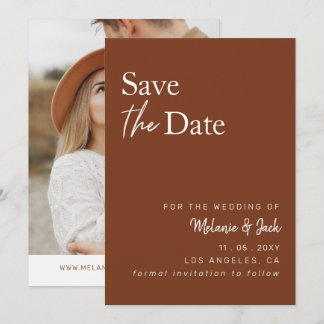 Terracotta Simple Calligraphy Photo Save The Date
