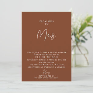 Terracotta Simple Elegant Modern Bridal Shower  Invitation