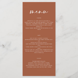 terracotta simple elegant script wedding  menu