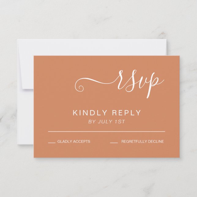 Terracotta Simple Elegant Wedding RSVP Card (Front)