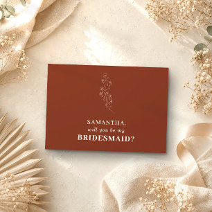 Terracotta Simple Floral Will you be my bridesmaid Invitation