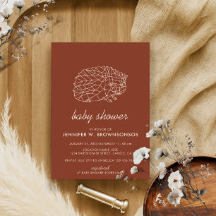 Terracotta Simple Line Animal Hedgehog Invitation