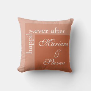 Terracotta Simple Modern Chic Script Wedding Cushion