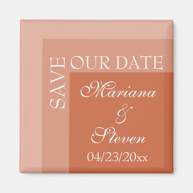 Terracotta Simple Modern Chic Script Wedding Magnet (Front)