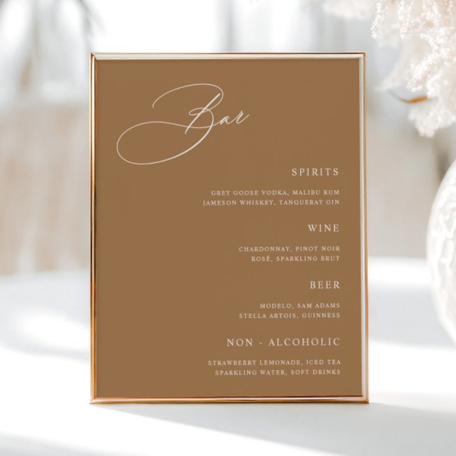 Terracotta Simple Wedding Bar Menu  Poster (Creator Uploaded)