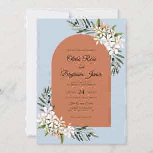 Terracotta Sky Olive Eucalyptus Wedding Invitation