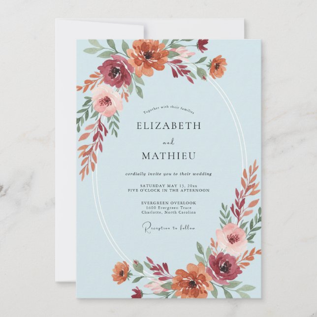 Terracotta Sky Petal Wedding Invitation (Front)