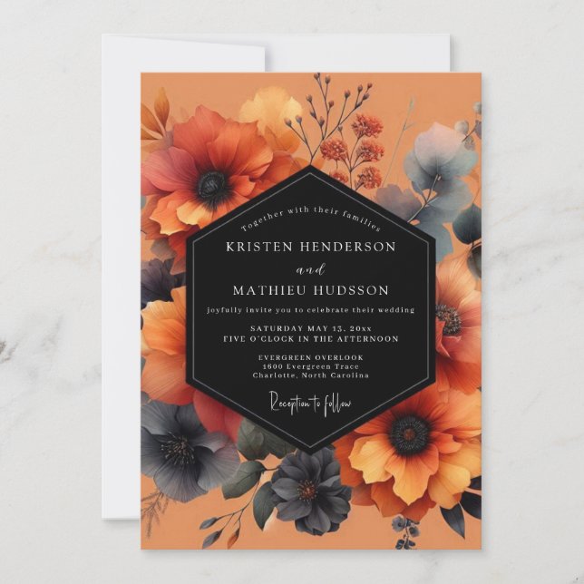 Terracotta Slate Bloom Wedding Invitation (Front)
