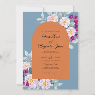 Terracotta Slate Ranunculus Eucalyptus Wedding Invitation