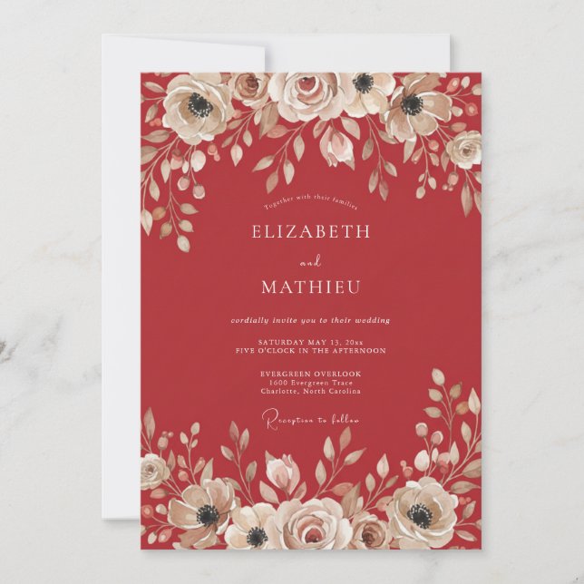 Terracotta Soft Rose Wedding Invitation (Front)
