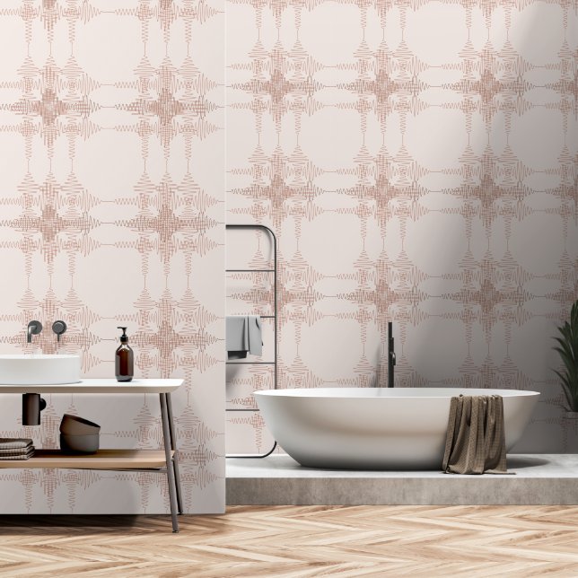 Terracotta Sound Wave Minimal Style Wallpaper (Bathroom)