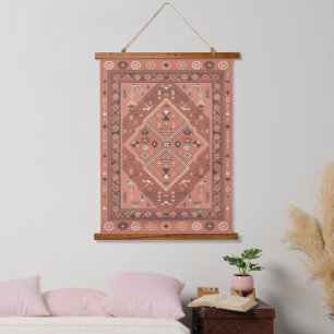 Terracotta Southwestern Tribal Geometric Art Hanging Tapestry