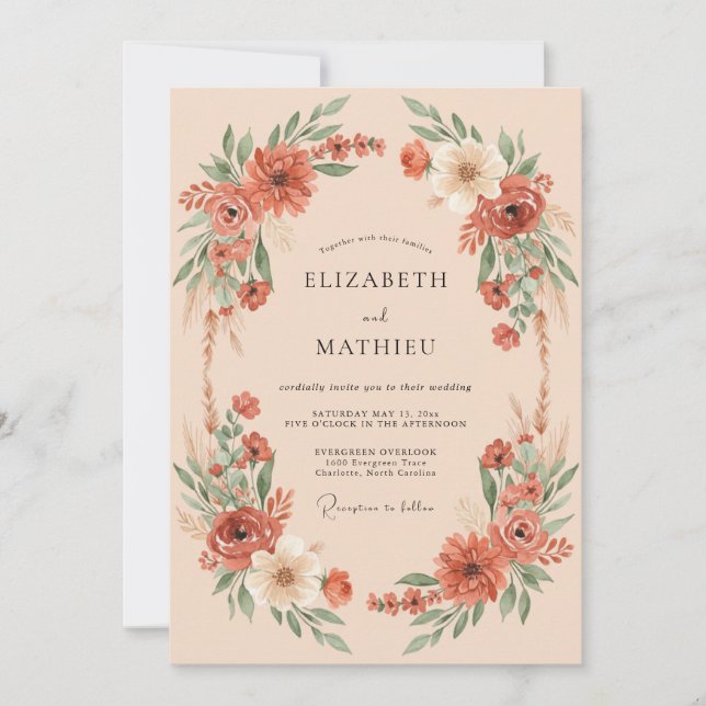 Terracotta Splendid Bohemian Wedding Invitation (Front)