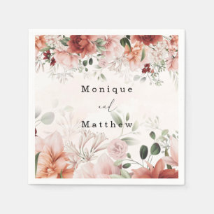 Terracotta Spring Fall Rustic Floral Wedding Napkin