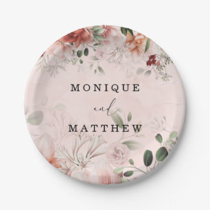 Terracotta Spring Fall Rustic Floral Wedding Paper Plate