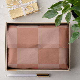 Terracotta Squares Distressed Old Print Style Tissue Paper