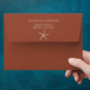 Terracotta Starfish Beach Destination Wedding Envelope