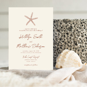Terracotta Starfish Beach Destination Wedding Invitation