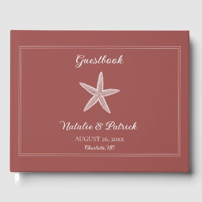 Terracotta Starfish Wedding Guest Book (Front)