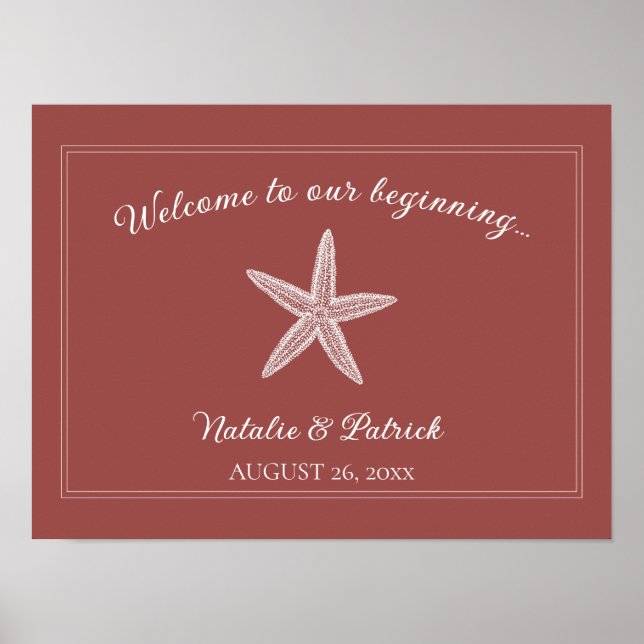 Terracotta Starfish Wedding Welcome Poster (Front)