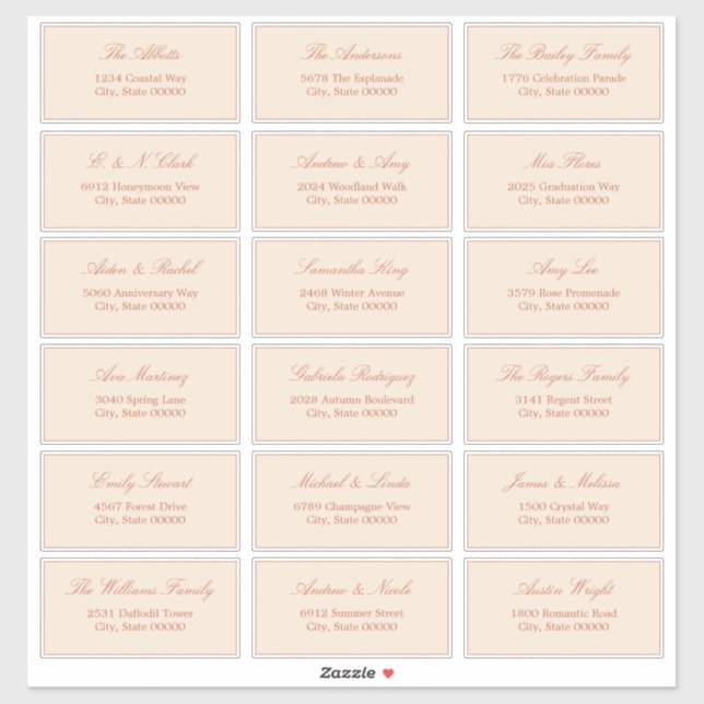Terracotta Straw Beige 18 Guest Address Labels (Sheet)