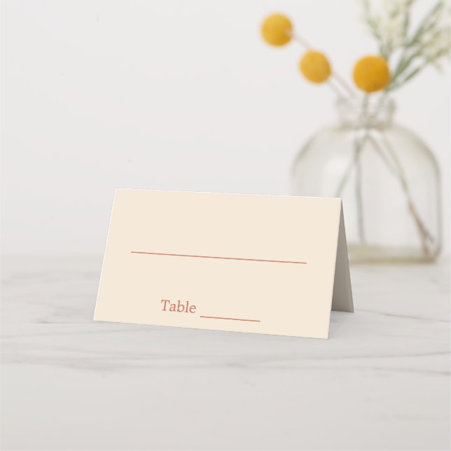 Terracotta Straw Beige Wedding Folded Place Card (Front)