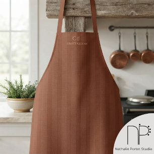 Terracotta Stripes Monogram Wedding Apron